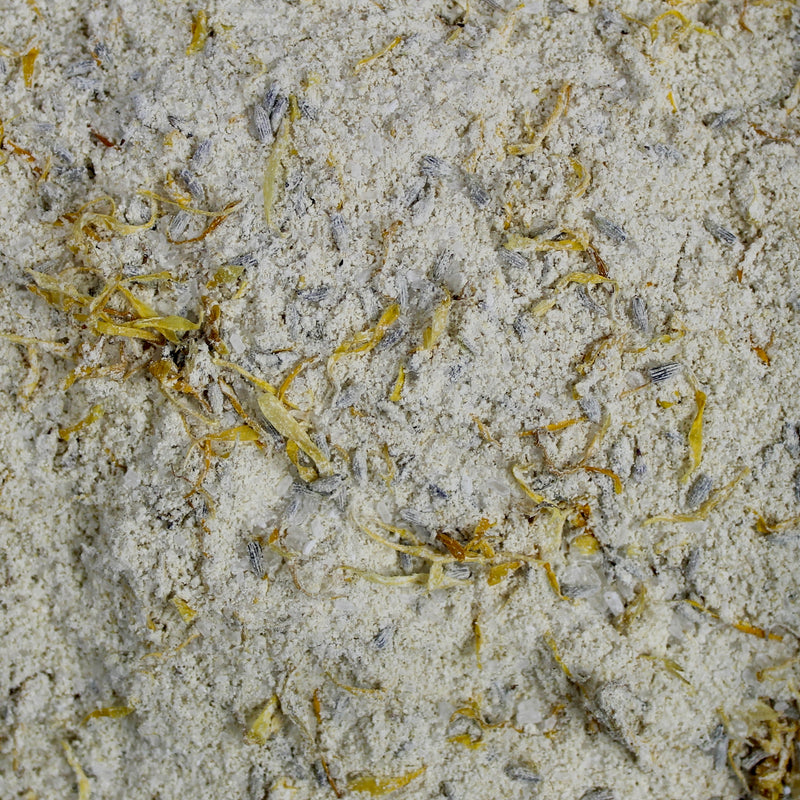 Impossibly You lavender and calendula bath salts texture