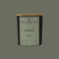 Impossibly you siren scented soy wax candle with a green background